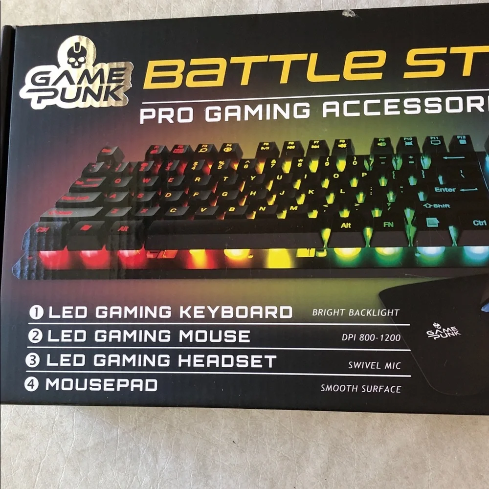 Game Punk 4In1 Pro Gaming Accessories Bundle Keyboard, Mouse, Headset, Mousepad